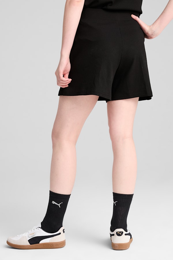 ESS ELEVATED 5" High-Rise Rib Shorts Women, PUMA Black, extralarge